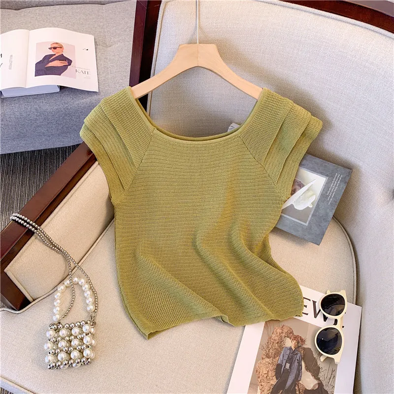 Ruffle Trimmed Ice Silk Top
