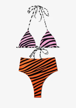Samoa Top Zebra Pink   Maui Bottom Zebra Orange Bikini