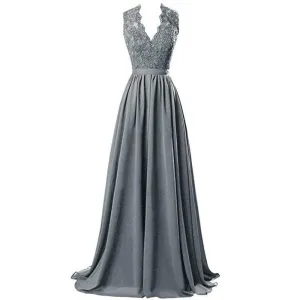 sd-hk Lace Bridesmaid Dress V Neck Prom Gowns For Women