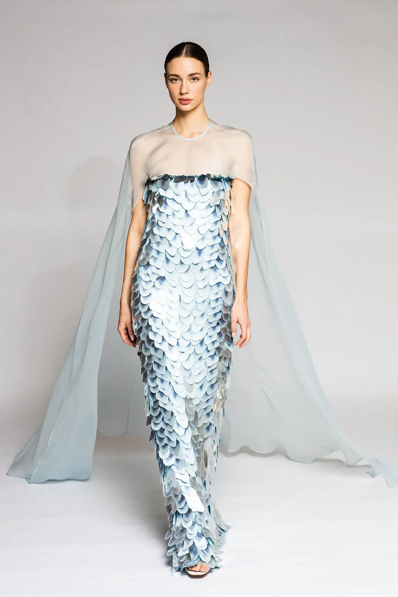 Sequin Mermaid Dress with Cape
