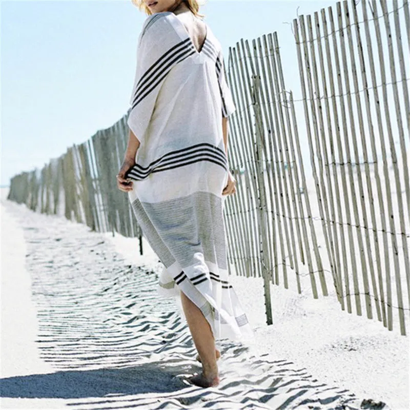 Simple Striped Pareo Beach Dress