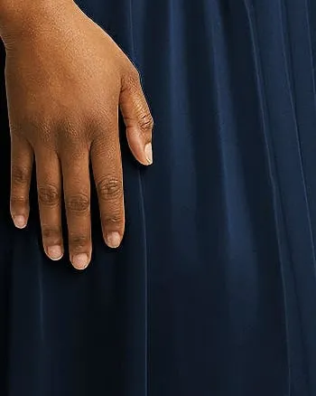 Sleeveless Draped Chiffon Maxi Dress with Front Slit | Midnight Navy