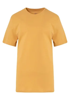 Slim Fit 100% Cotton Mustard Crew Neck T-Shirt