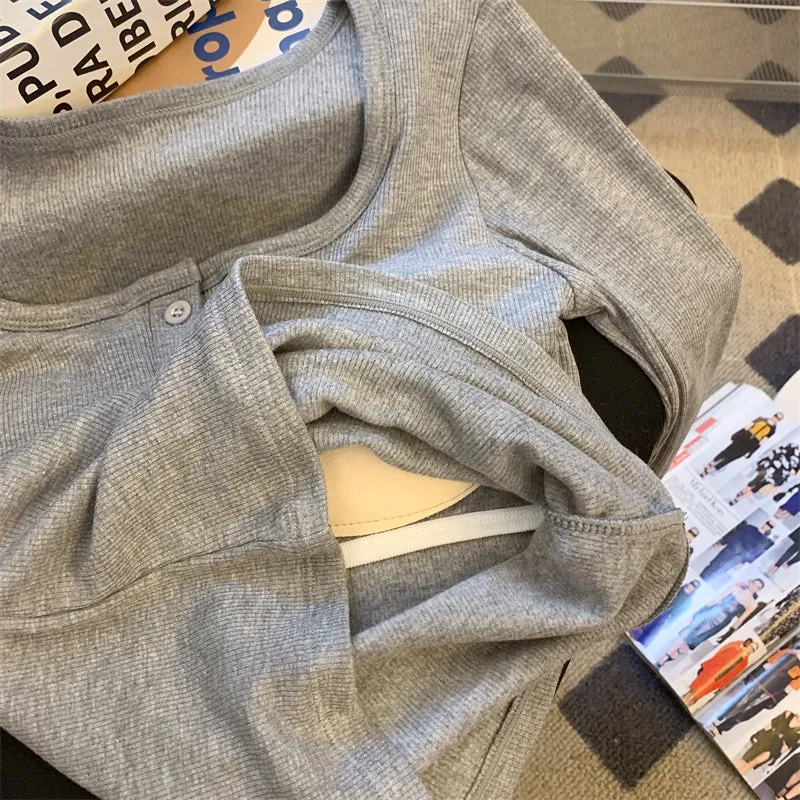 Slim-fit Square Collar Bottoming Shirt