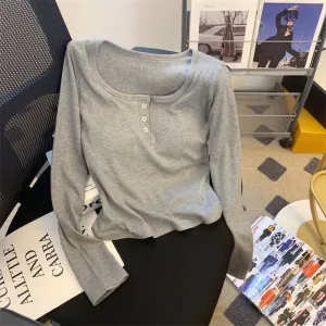 Slim-fit Square Collar Bottoming Shirt