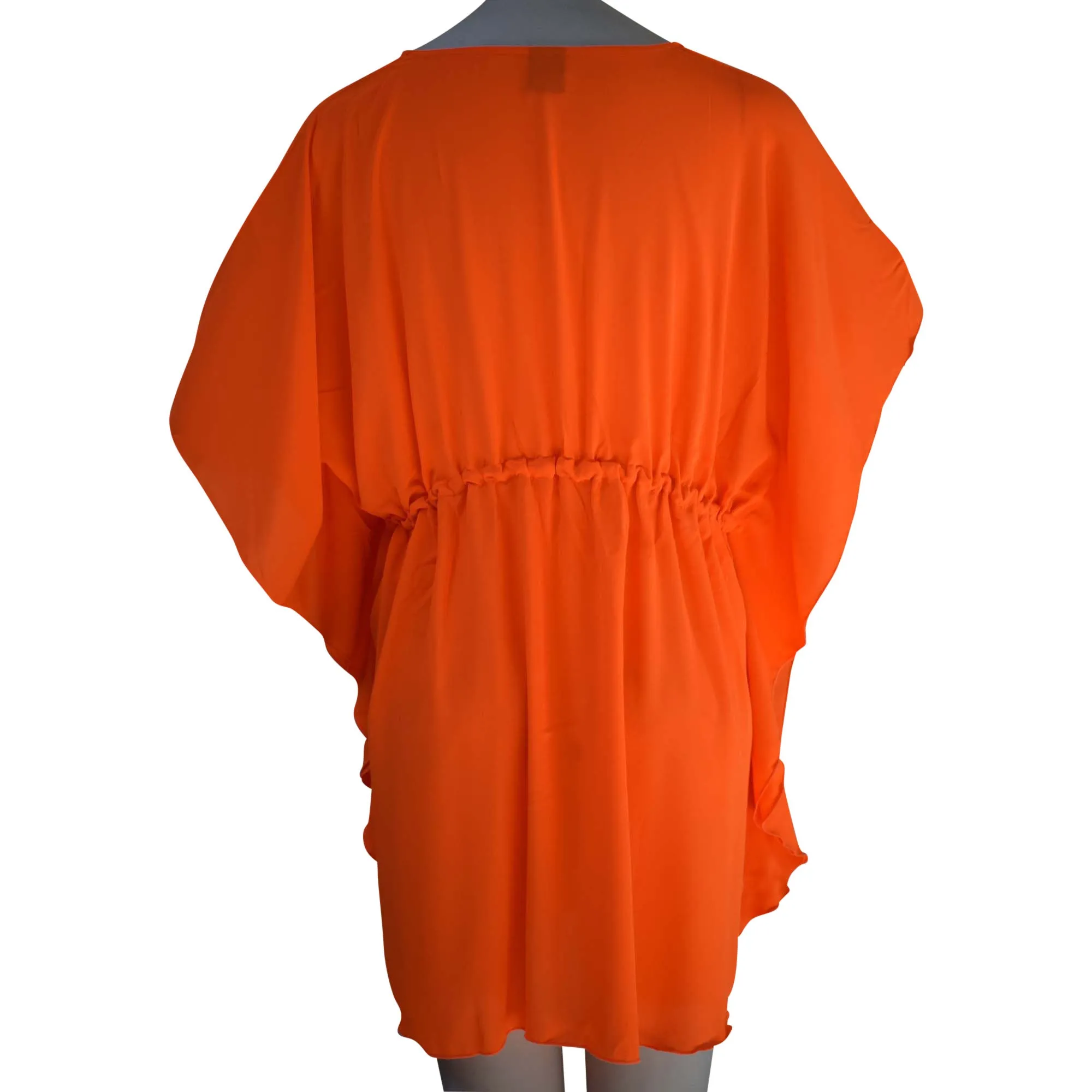 Solid Color Women's V-neck Waist Strap Beach Cover-up