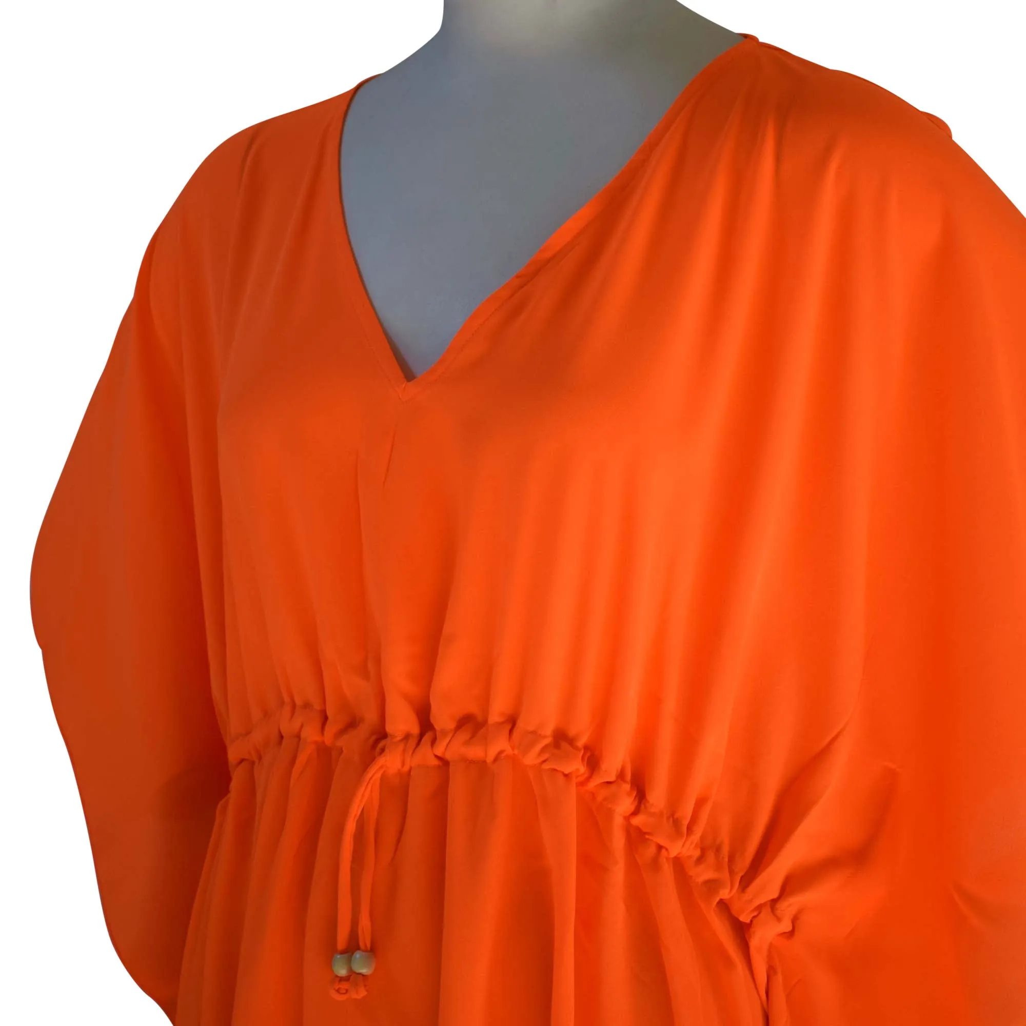 Solid Color Women's V-neck Waist Strap Beach Cover-up