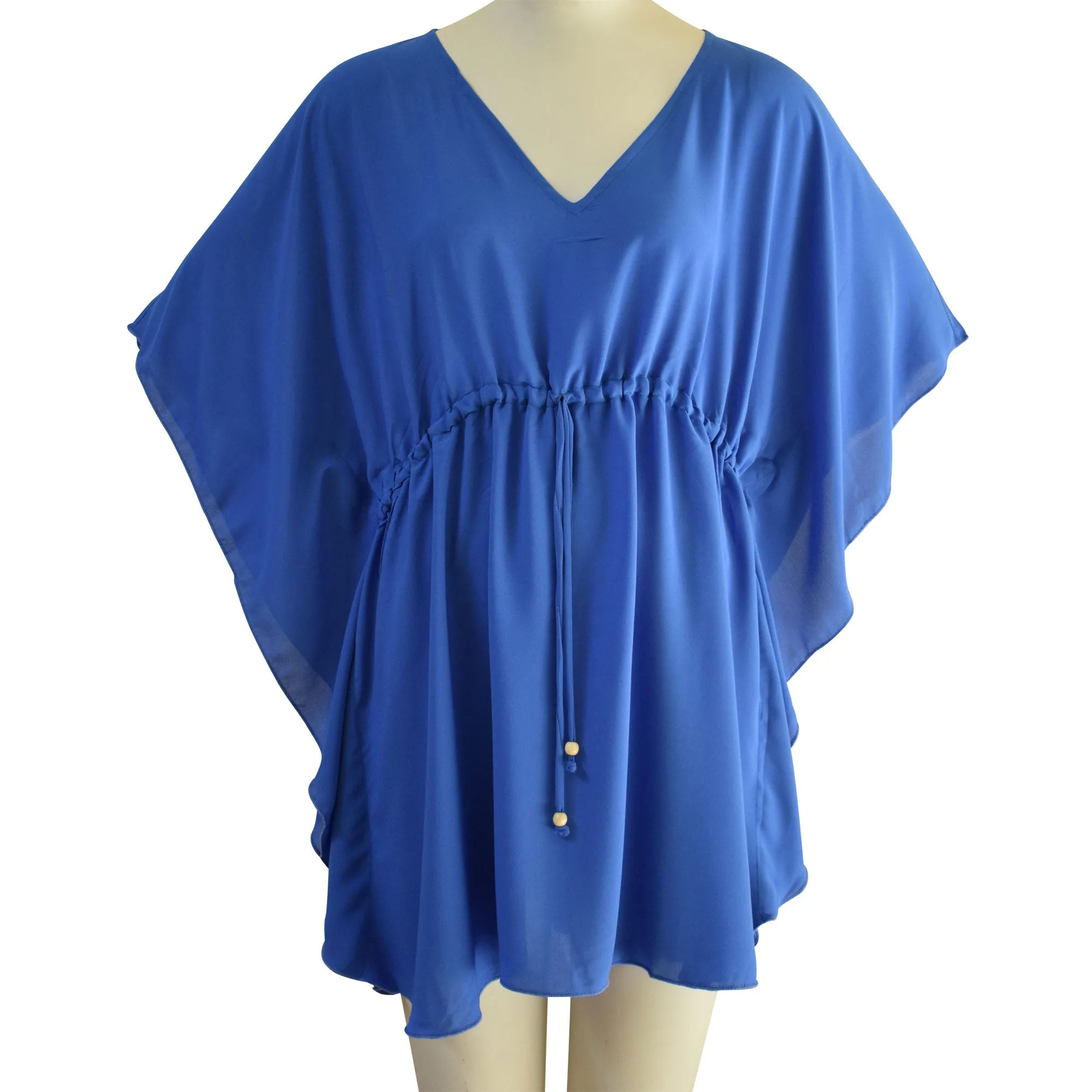 Solid Color Women's V-neck Waist Strap Beach Cover-up