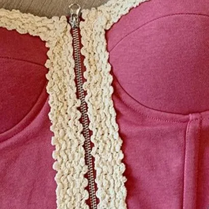 Strapless Color Blocking Fishbone Top
