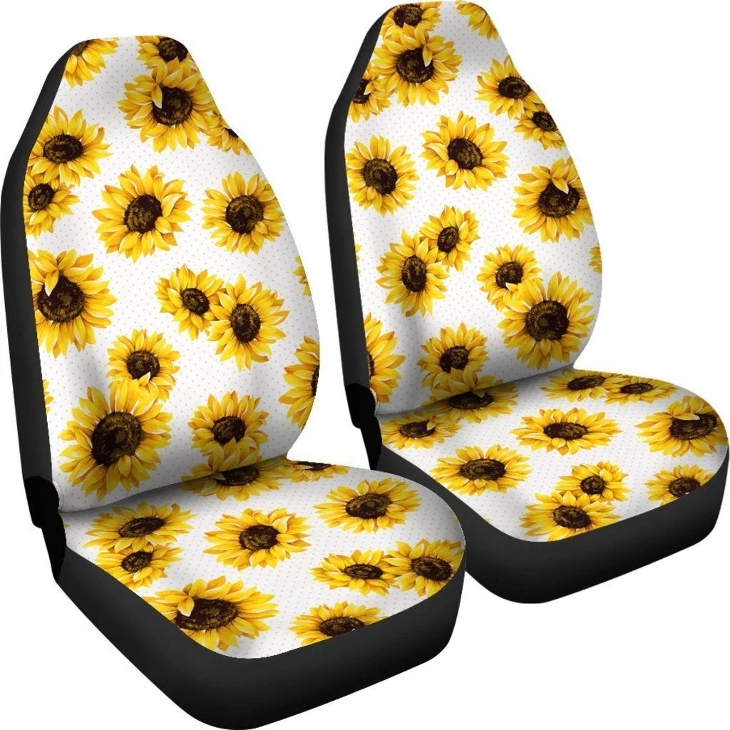 Sunflower Polka Dot Pattern Print Universal Fit Car Seat Covers
