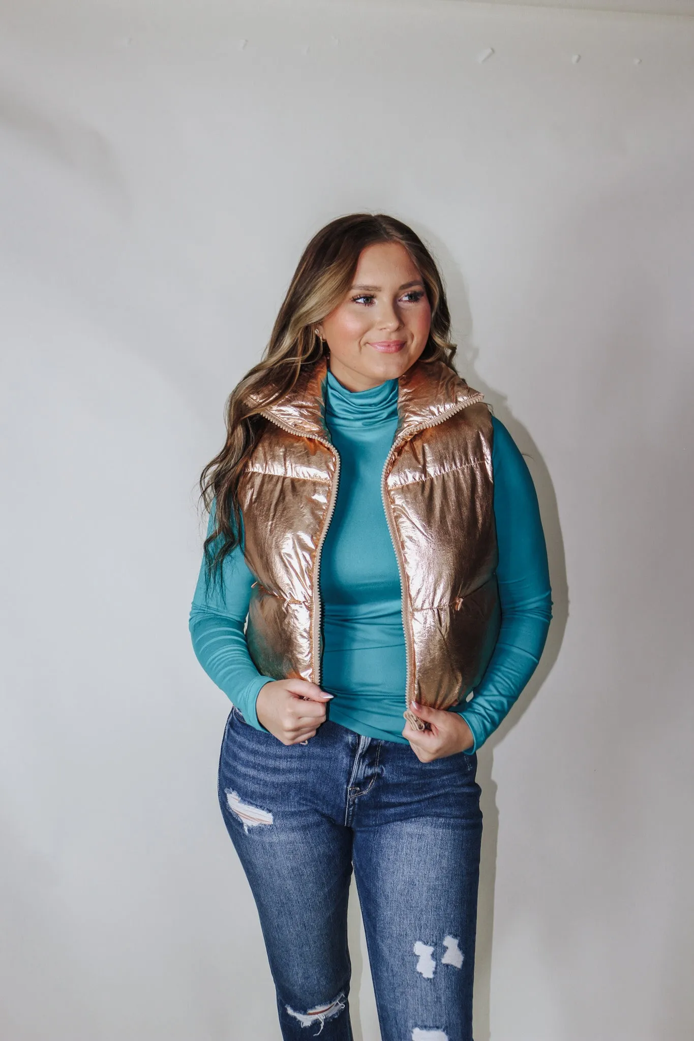 Time For Greatness Light Teal Turtle Neck Top