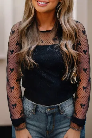 Trendy Bow Mesh Top