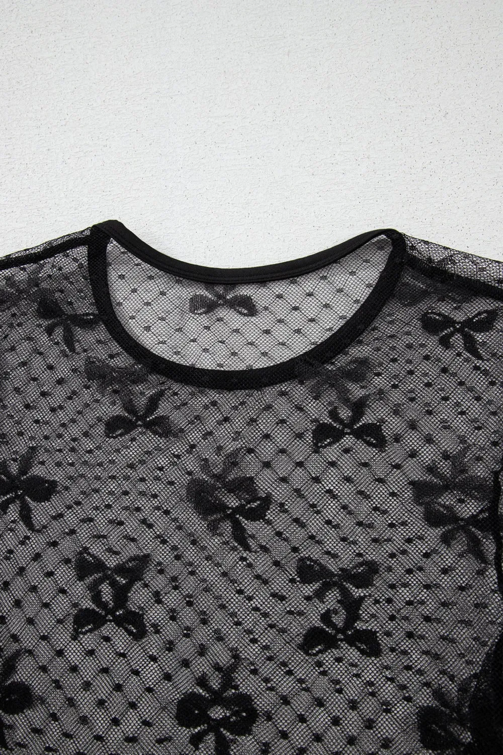 Trendy Bow Mesh Top