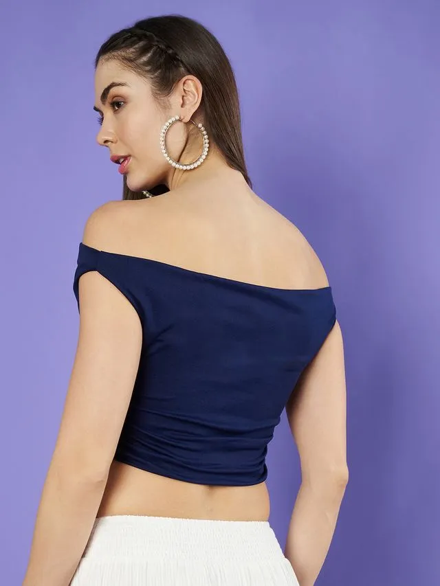 Trendy Sleeveless Navy Blue Top