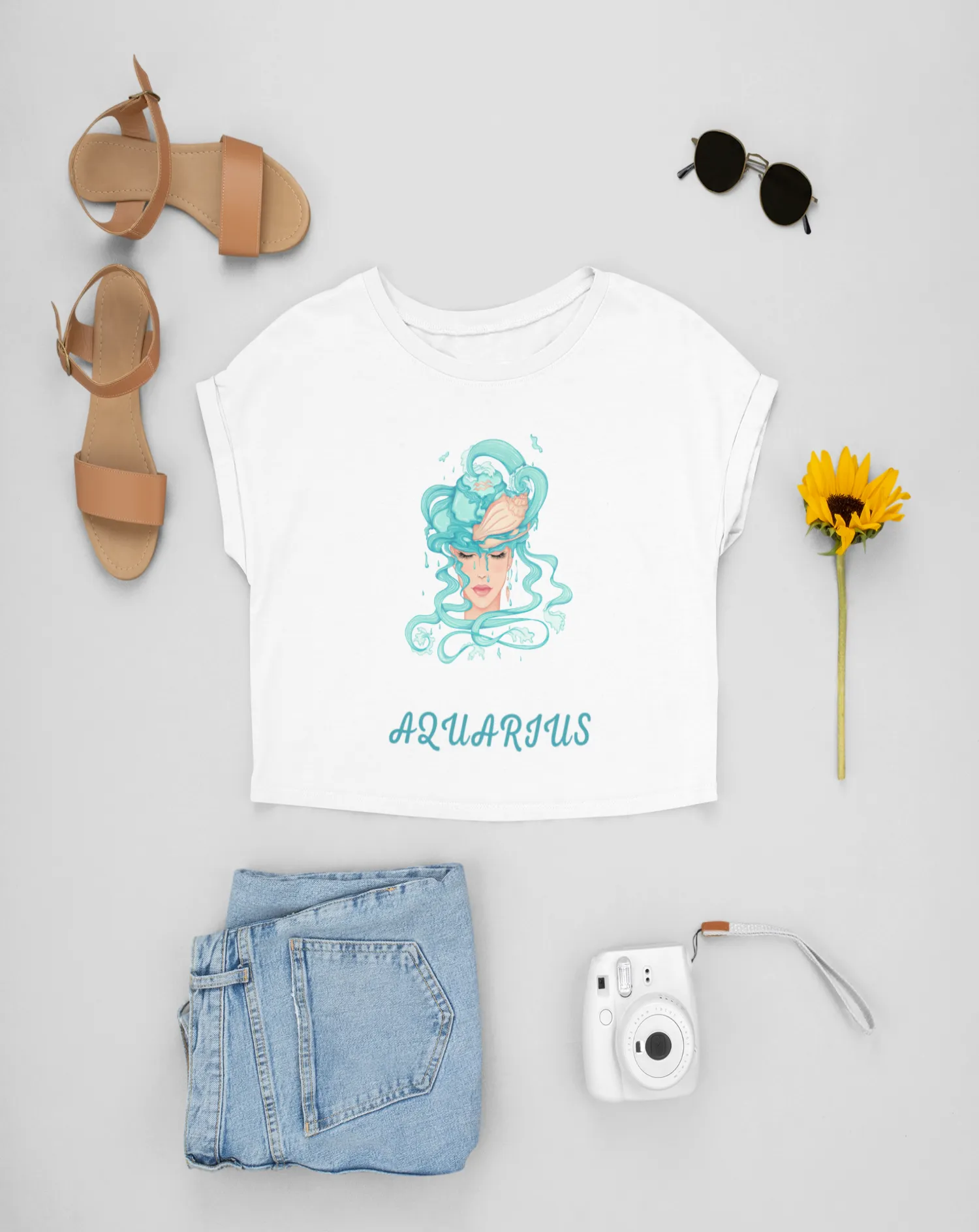 Trendy Women's Stellar Aquarius Crop Top