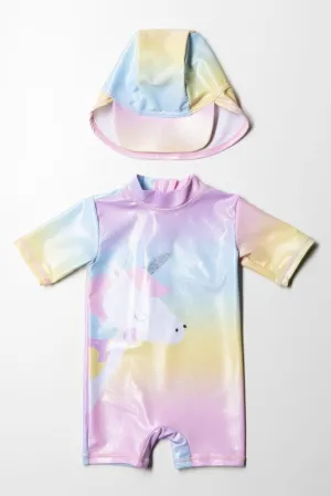 Unicorn One Piece Swimwear With Hat Multi