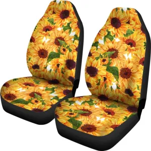 Watercolor Sunflower Pattern Print Universal Fit Car Seat Covers