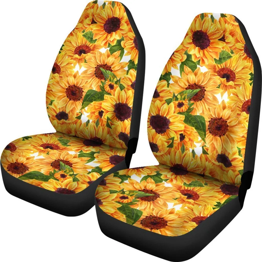 Watercolor Sunflower Pattern Print Universal Fit Car Seat Covers