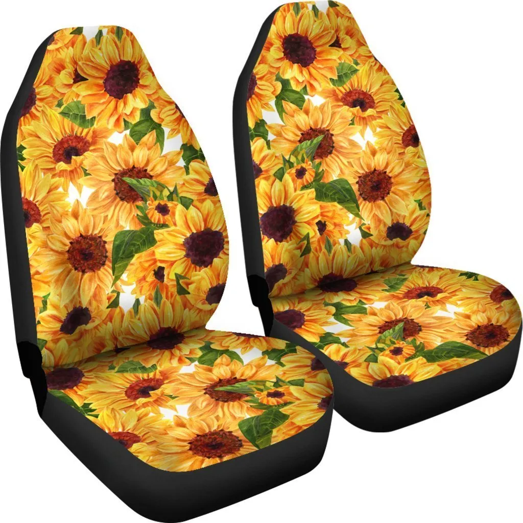 Watercolor Sunflower Pattern Print Universal Fit Car Seat Covers