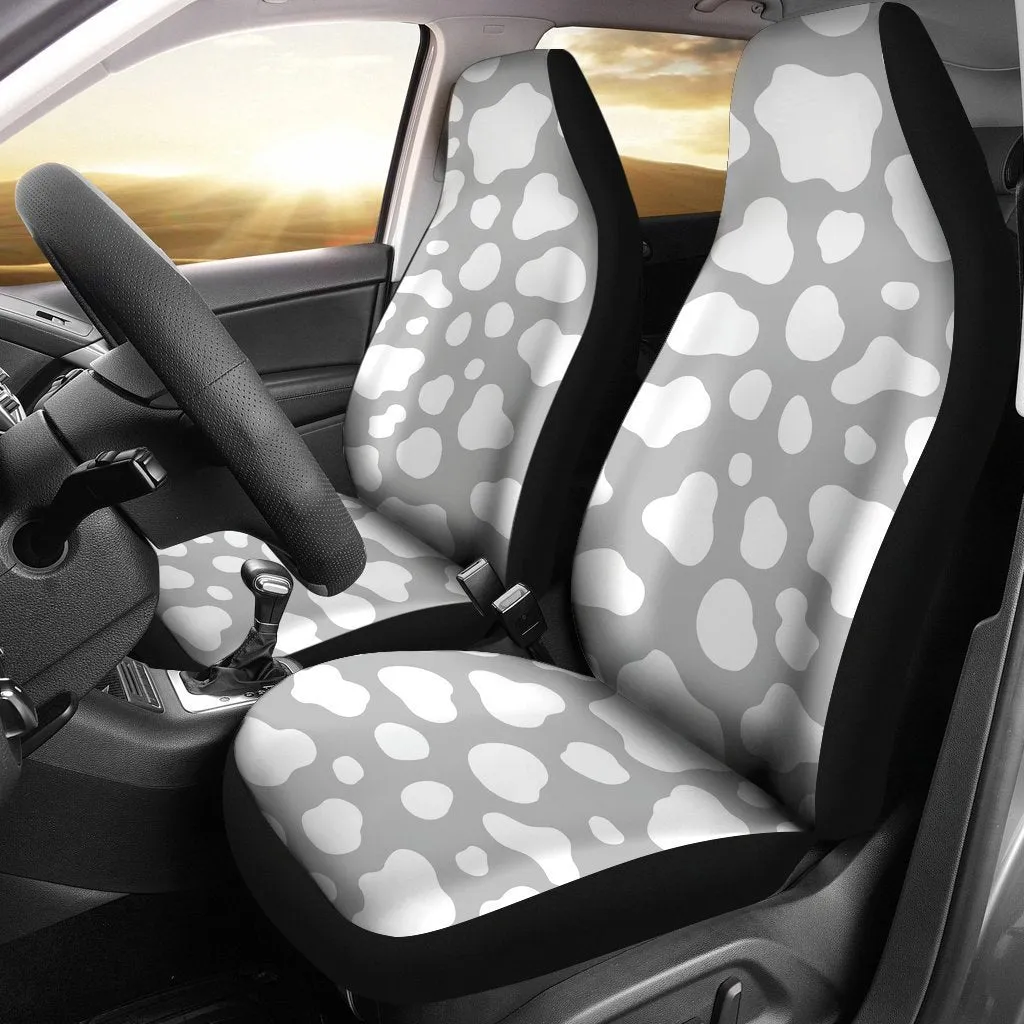 White And Grey Cow Print Universal Fit Car Seat Covers