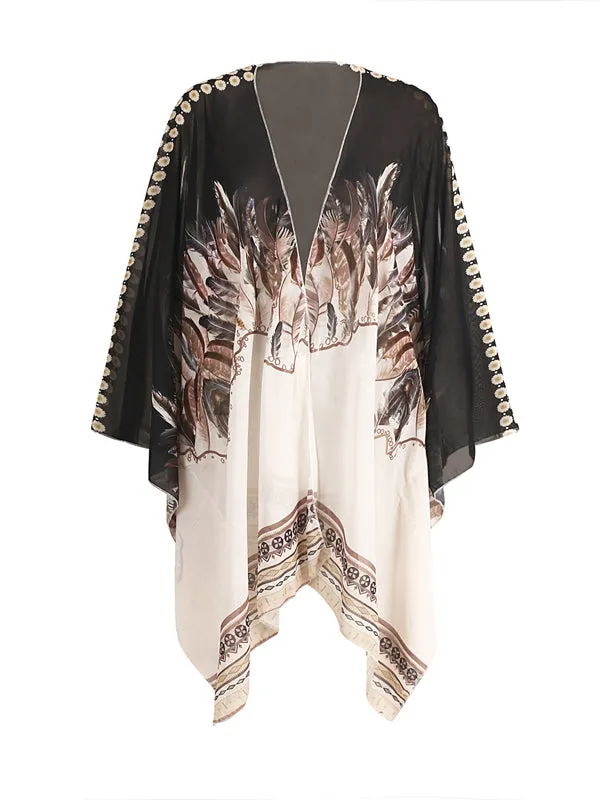 Women Bohemian V Neck Chiffon Beach Cover up