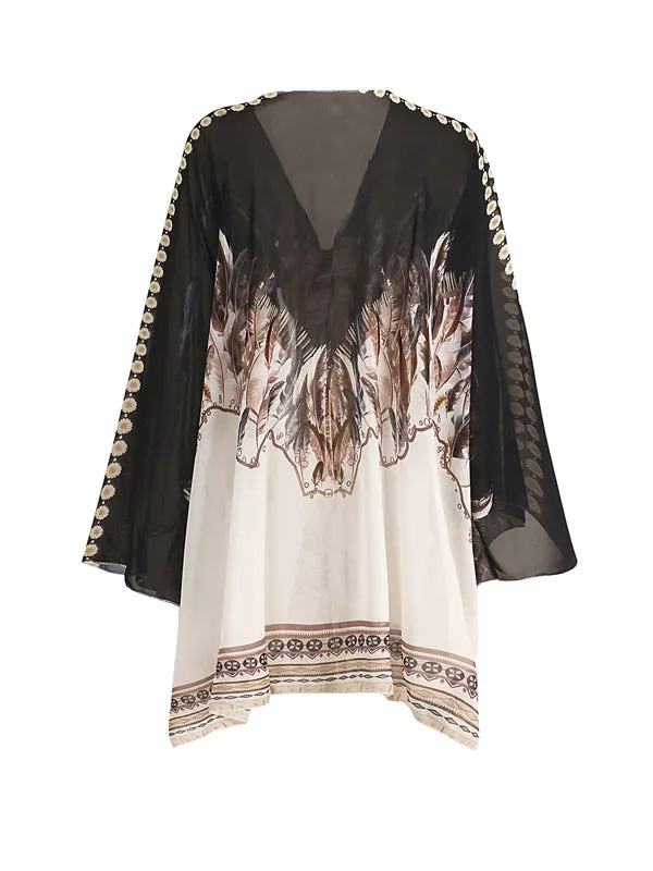 Women Bohemian V Neck Chiffon Beach Cover up