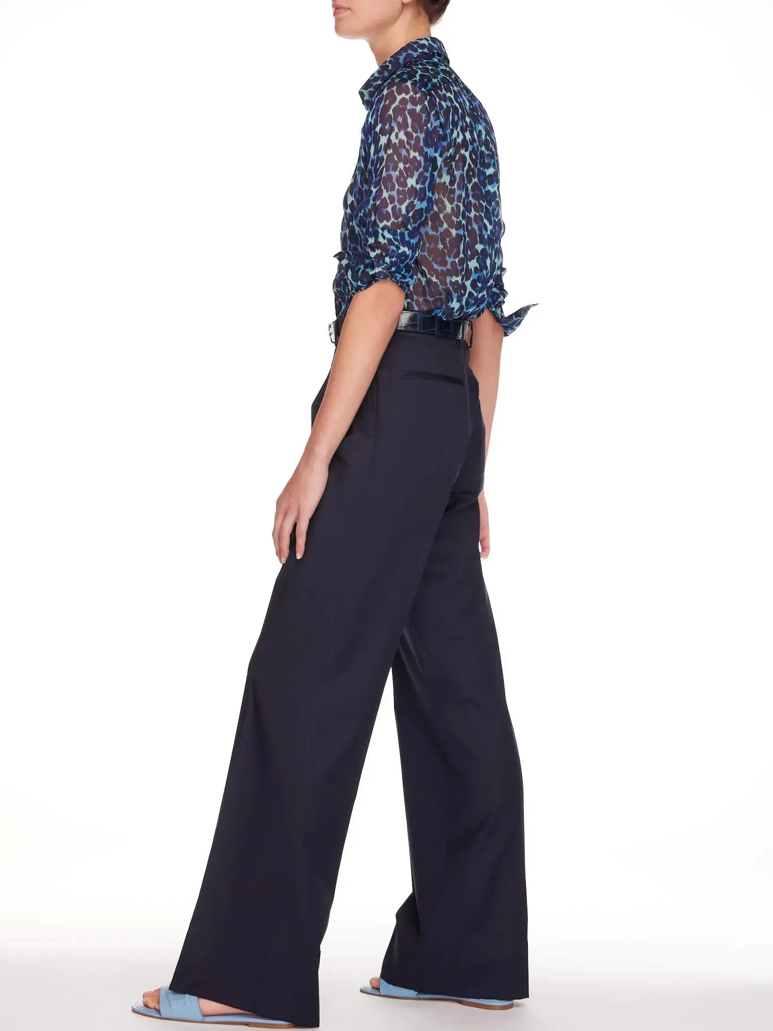 Women's Baggy Double Pleated Pant In Navy