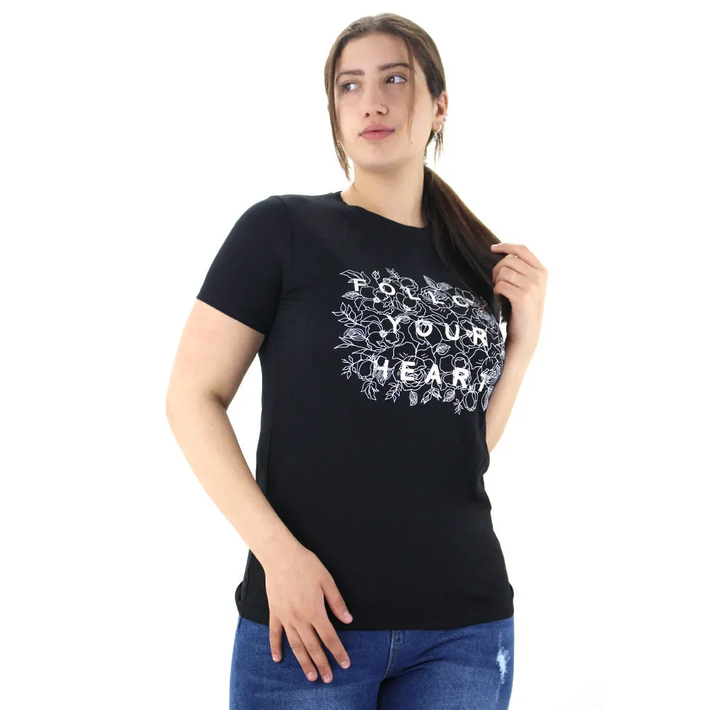 Women's Metallic Print Casual Top,Black