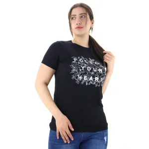 Women's Metallic Print Casual Top,Black