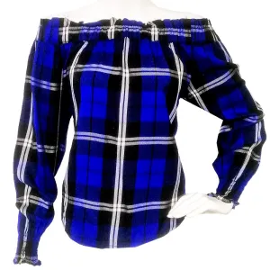 Women's Plaid Casual Top,Blue