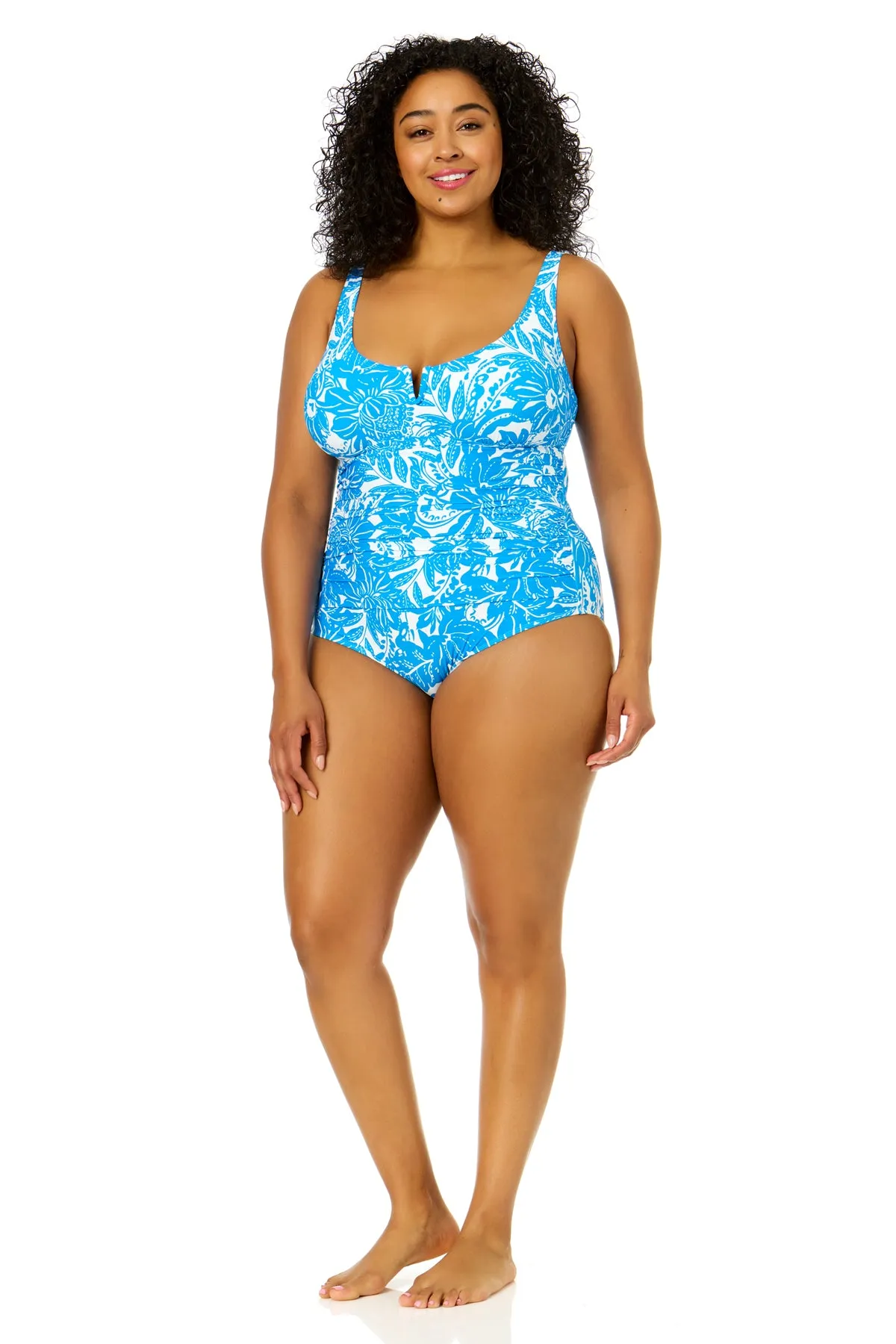 Women's Plus Size Midnight Floral V-Wire One Piece Swimsuit