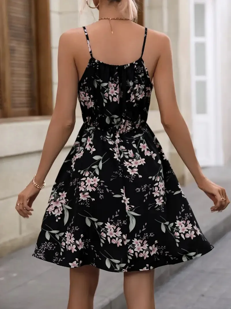 Women's Sundress - Floral Print - Spaghetti Straps - Flowy Lightweight Casual Wear