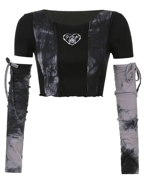 Y2K Tie Dye Patchwork Top